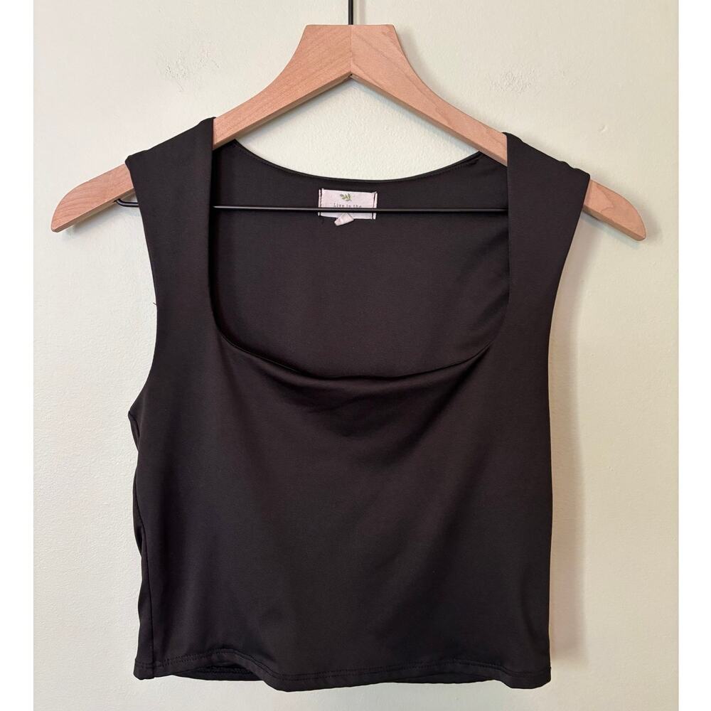 Live in The Moment Black Cropped Tank Top Medium